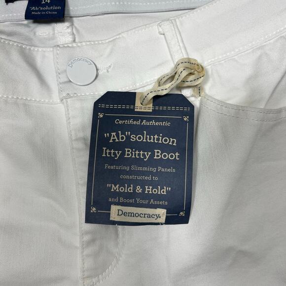 Democracy Ab Solution Itty Bitty Boot Cut Jeans Women's Size 14 White Denim NWT - Picture 3 of 13